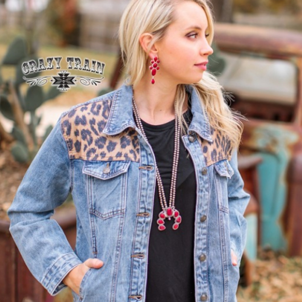 As if denim leopard jacket